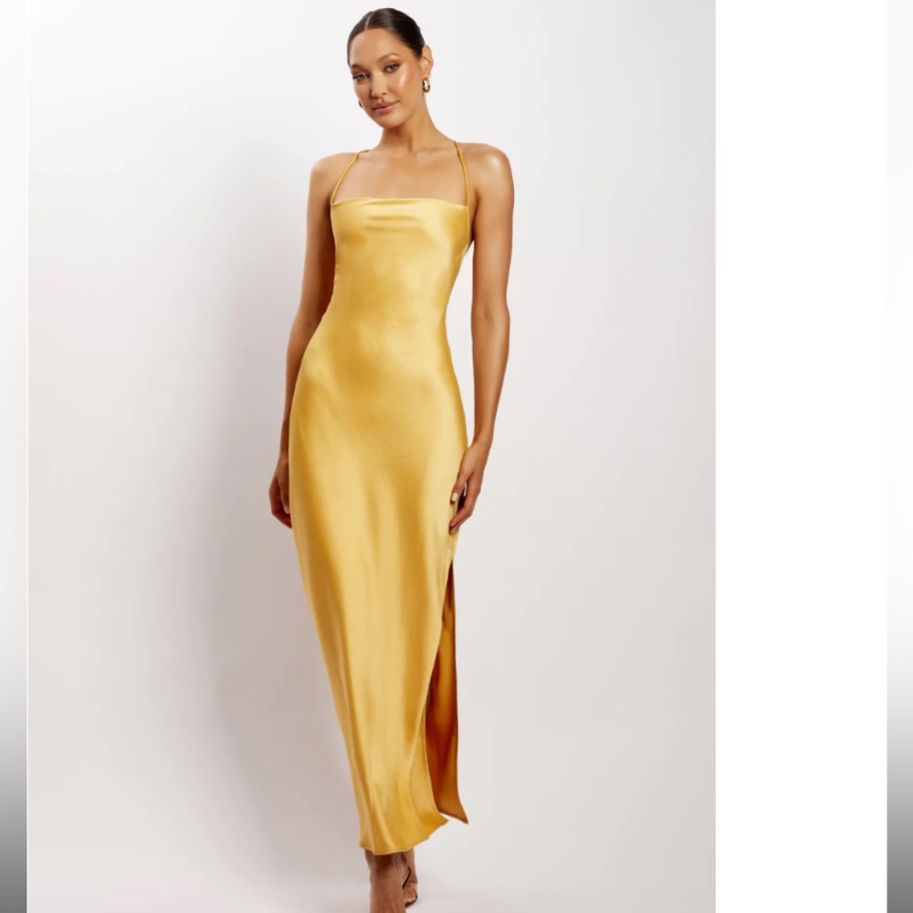 Meshski Straight Neck Slip Maxi Dress- Medium